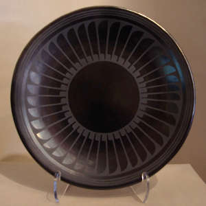 Feather design on a black on black plate