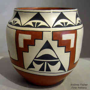 Kiva step and geometric design on a polychrome jar