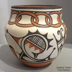 Geometric design on a polychrome jar