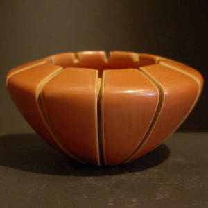 Red carved melon bowl