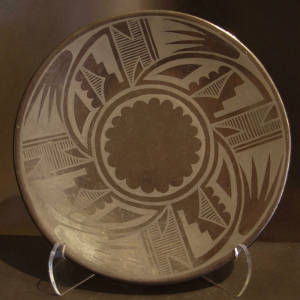 Shard and geometric designs on a black on black plate