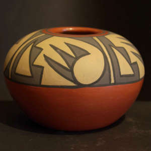 Geometric design on a red jar