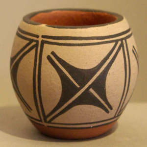 Geometric design on a polychrome jar