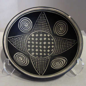 Geometric design on a polychrome bowl