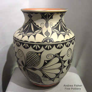 Cotton plant and geometric design on a polychrome jar