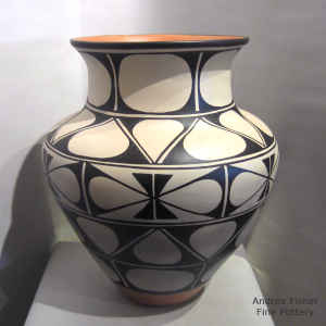 A geometric design on a polychrome jar