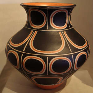Geometric design on a polychrome jar