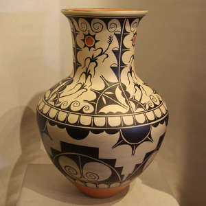 Geometric design on a polychrome jar