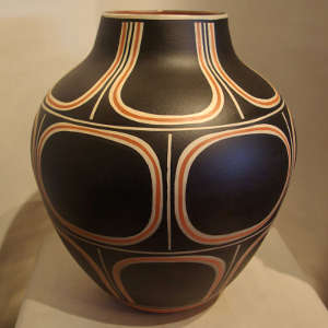 Geometric design on a polychrome jar
