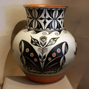 Geometric design on a tall jar