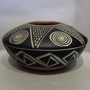 Traditional designs on a polychrome pot