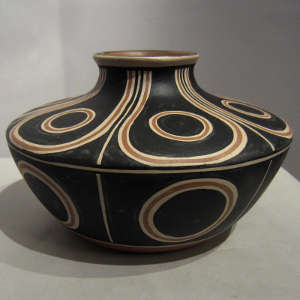 Geometric design on a polychrome pot