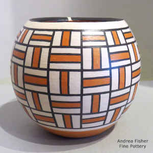 Basket-weave geometric design on a polychrome jar