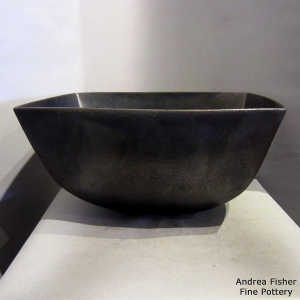Large rectangular black micaceous bowl