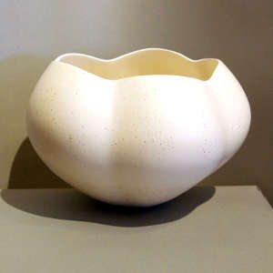 Organic shape on a white micaceous pot