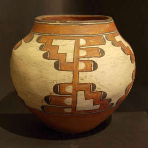Geometric design on a polychrome jar