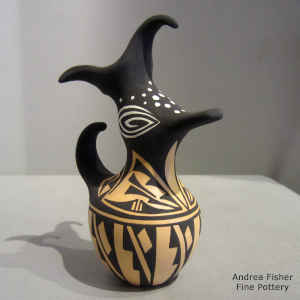 Polychrome duck pot with geometric design