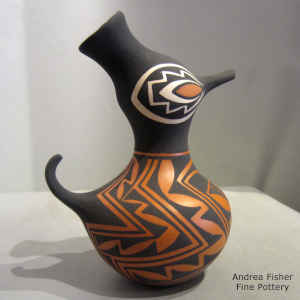 Polychrome duck pot with geometric design