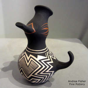 Geometric design on a polychrome duck pot