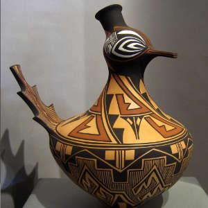 Traditional and contemporary designs on a duck pot