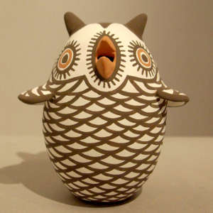 Polychrome owl effigy