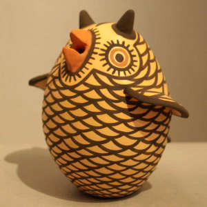 Polychrome owl effigy