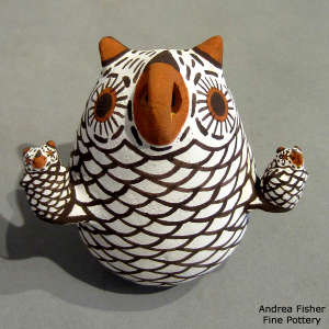 2 chicks on an owl figure