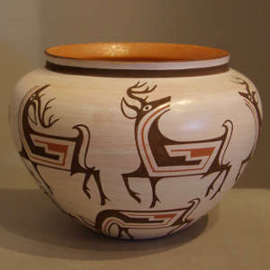 Deer heart line design on a polychrome bowl